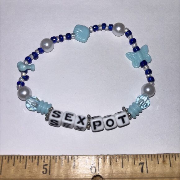 Multicolor “S*x Pot” Bracelet Adult Humor Beaded Handmade Naughty Accessories - Picture 2 of 4